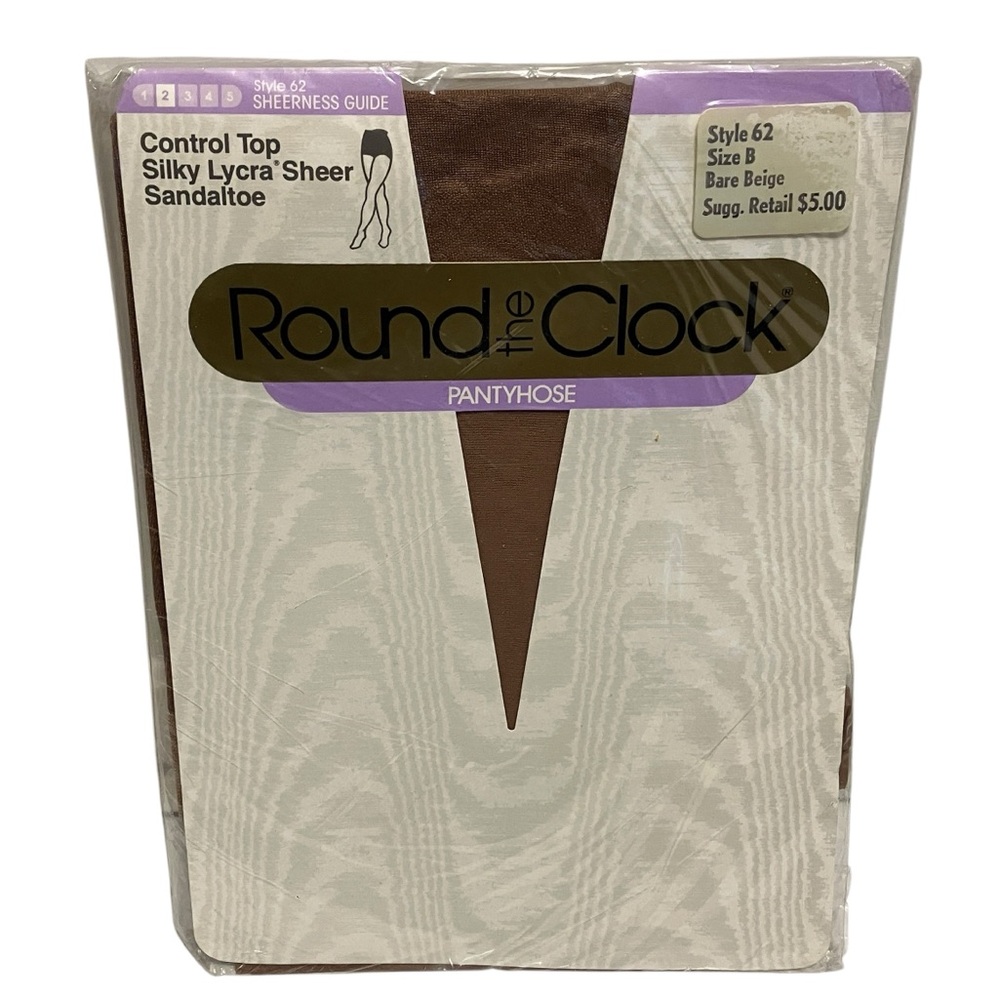NWT Round The Clock Beige Control Top Sandaltoe Pantyhose